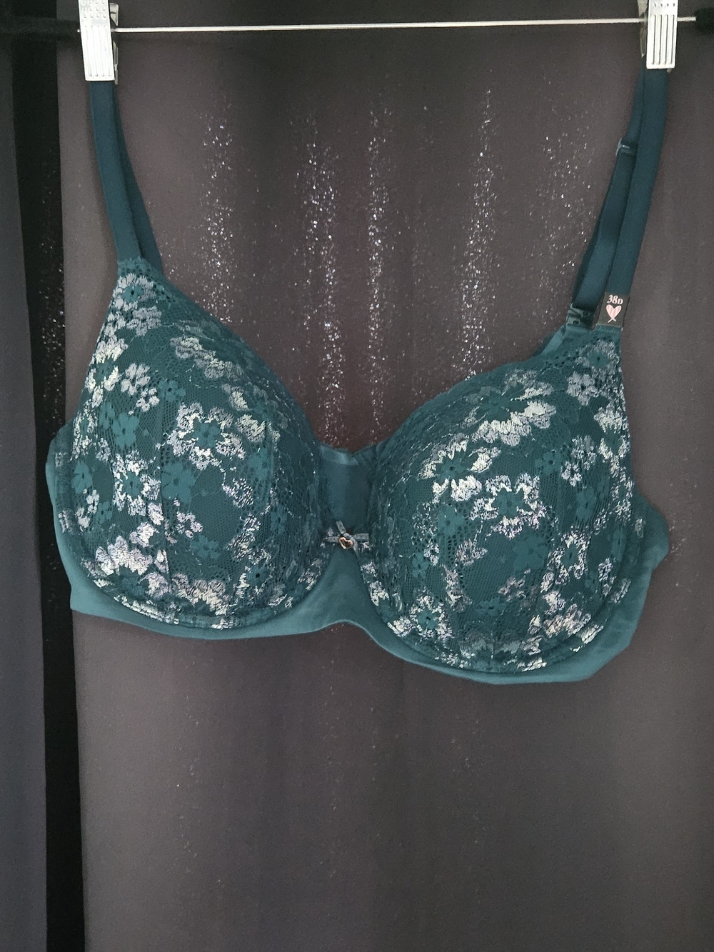 NWT Victoria's Secret Body By Victoria Teal Lace FloralEmbroidered Underwire Bra